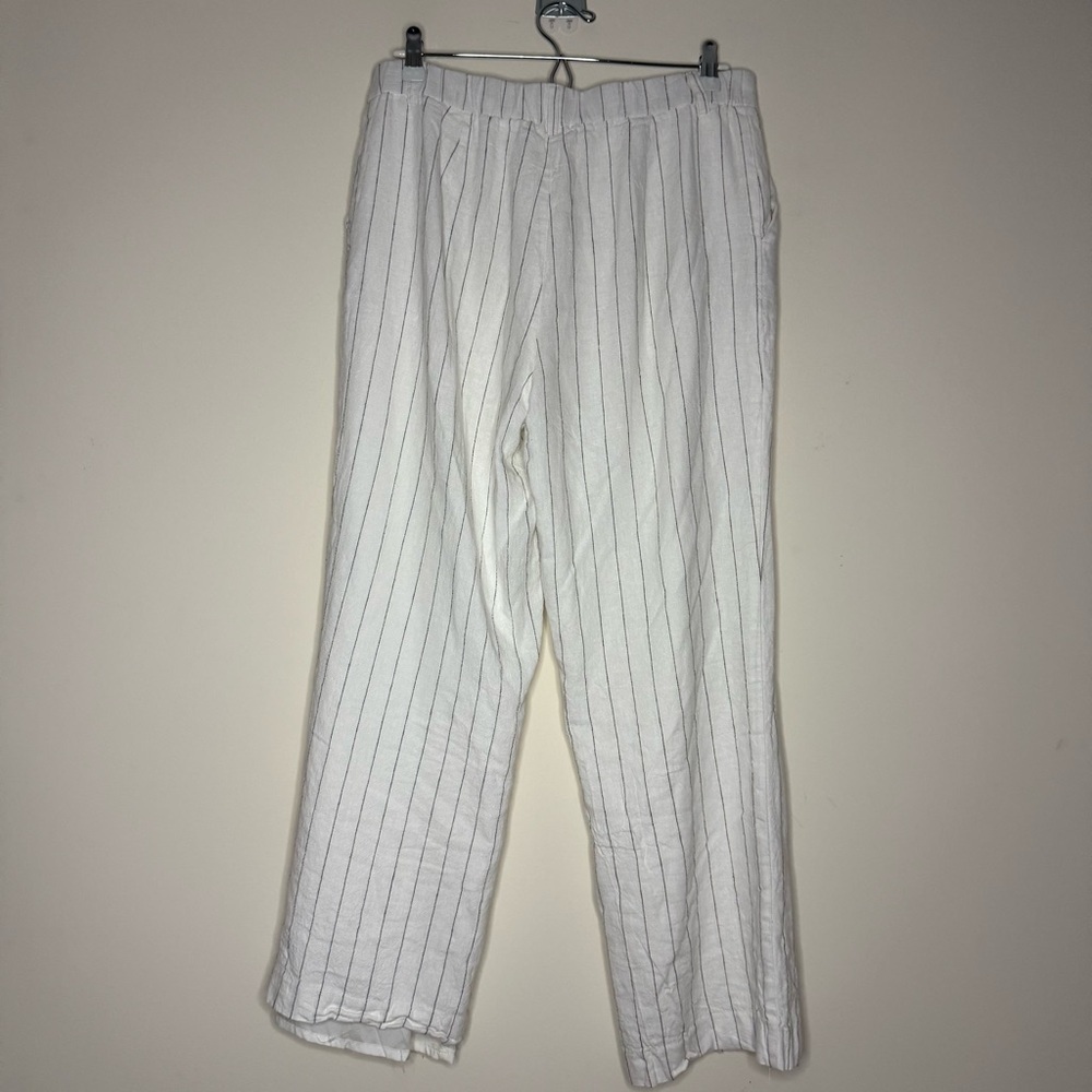 RACHEL ZOE Linen Blend Beachy Boho Vacation Striped Wide Leg Pants Trousers - Picture 5 of 7
